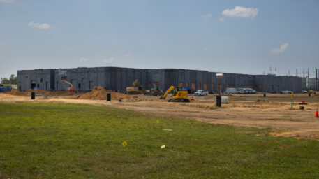 Exterior of a data center under construction.