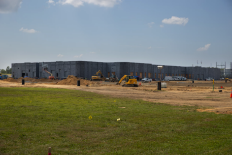 Data center construction near a community.